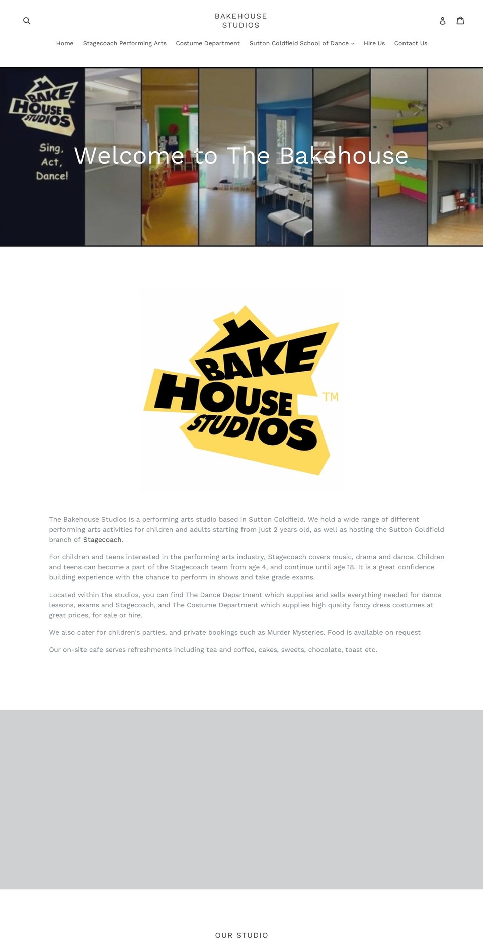 thebakehousestudios.co.uk shopify website screenshot