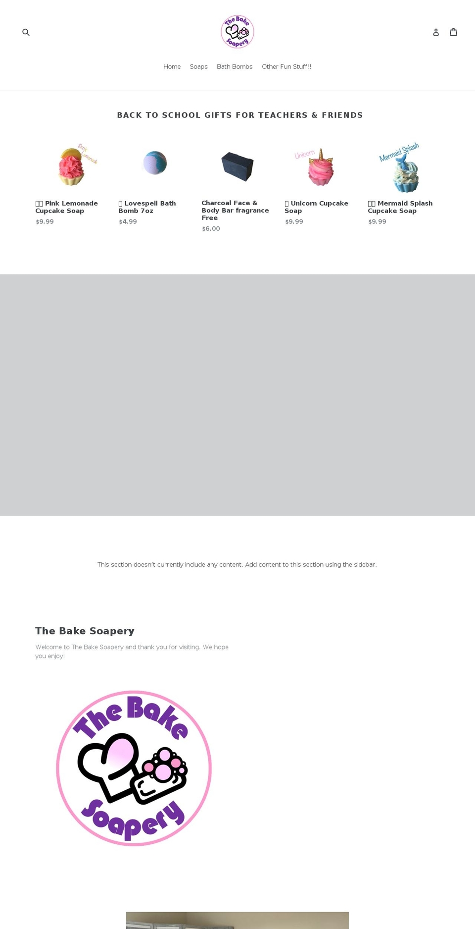 thebakesoapery.com — Shopify storefront screenshot