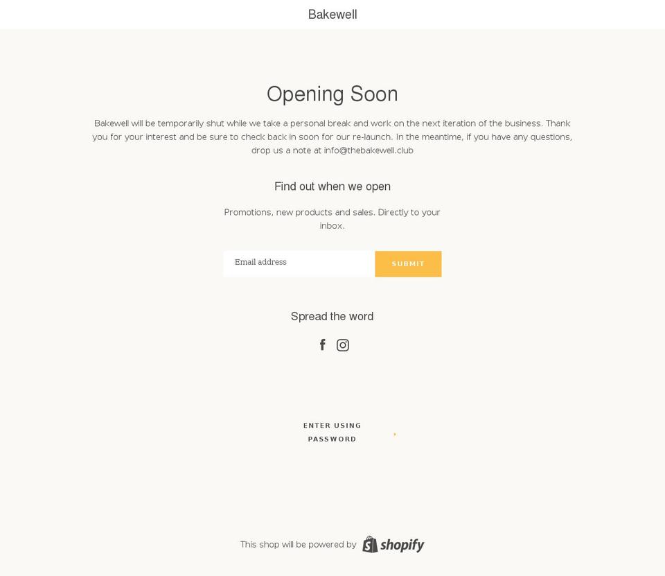 thebakewell.club shopify website screenshot