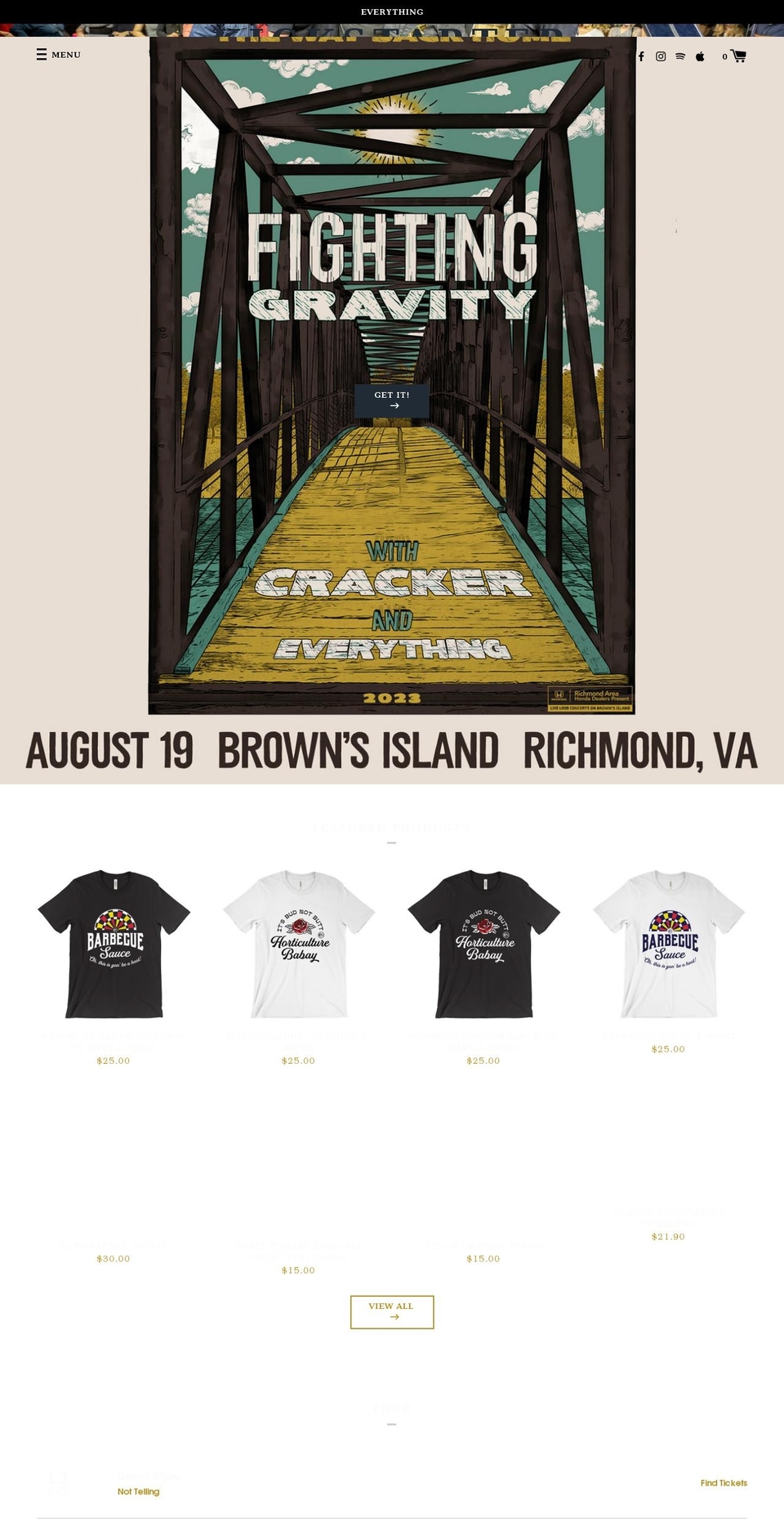 thebandeverything.com shopify website screenshot