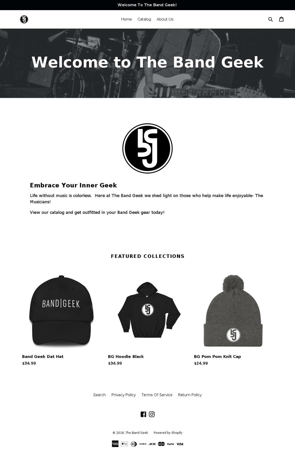 thebandgeekofficial.com — Shopify storefront screenshot