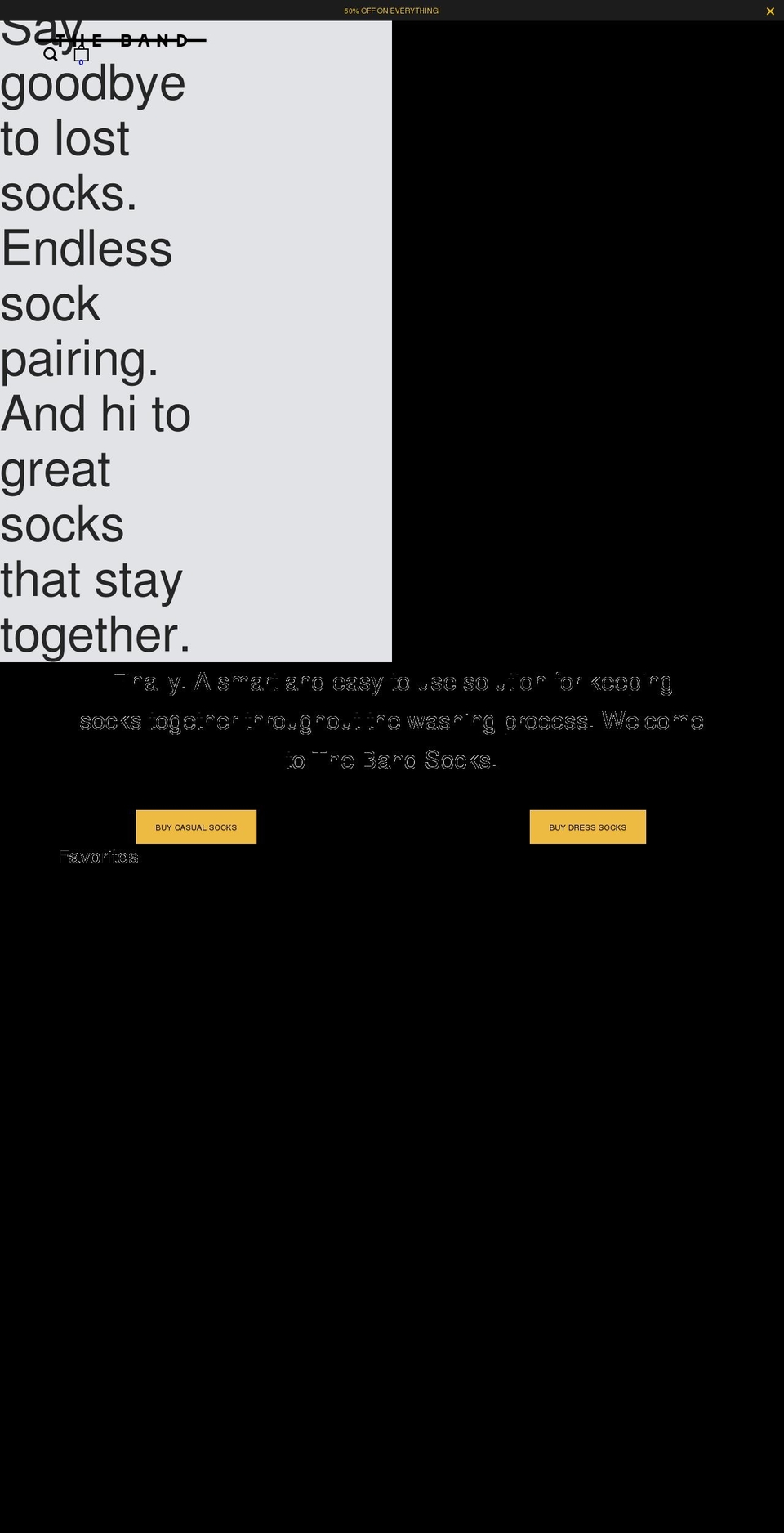 thebandsocks.com shopify website screenshot