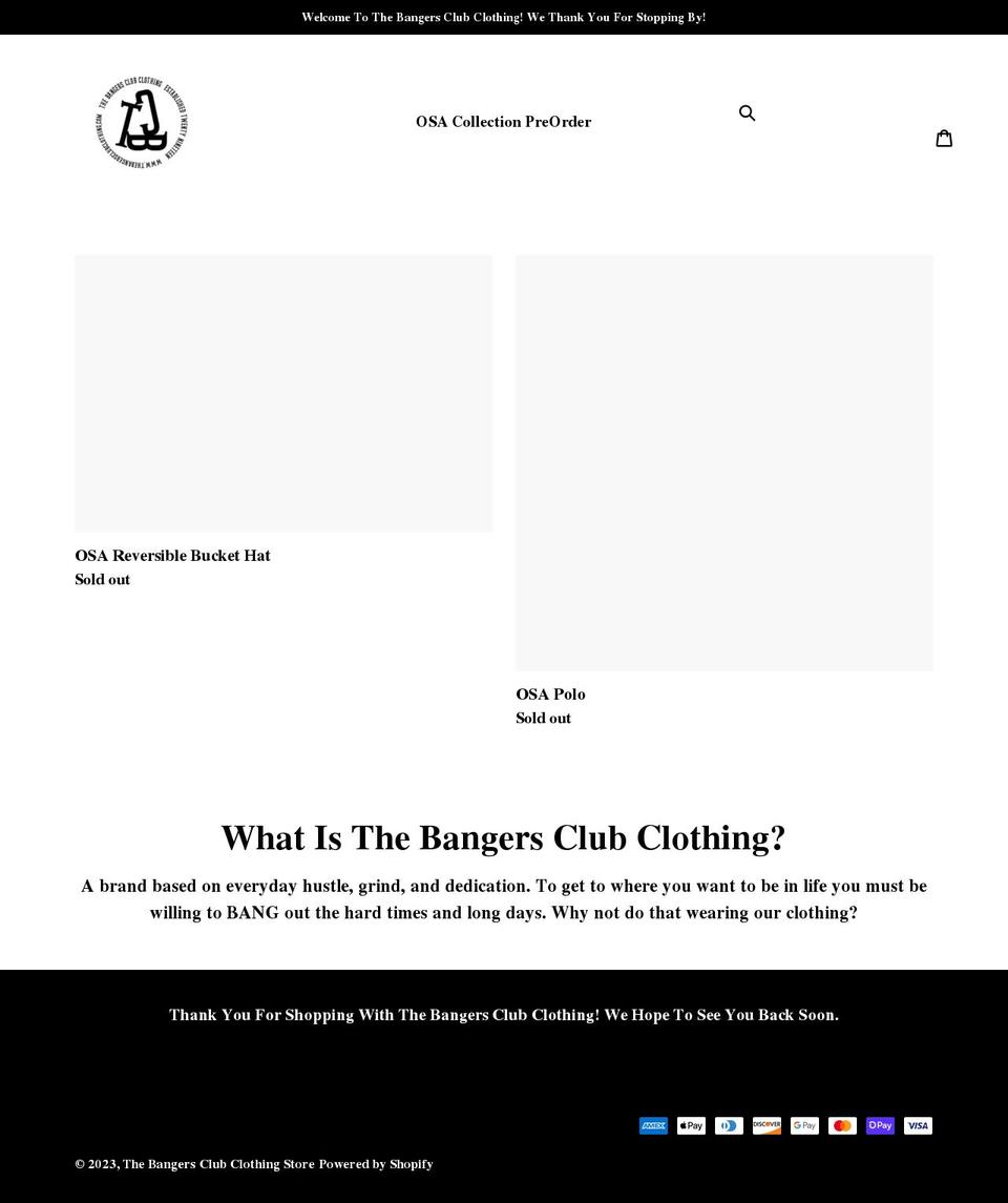 thebangersclubclothing.com shopify website screenshot