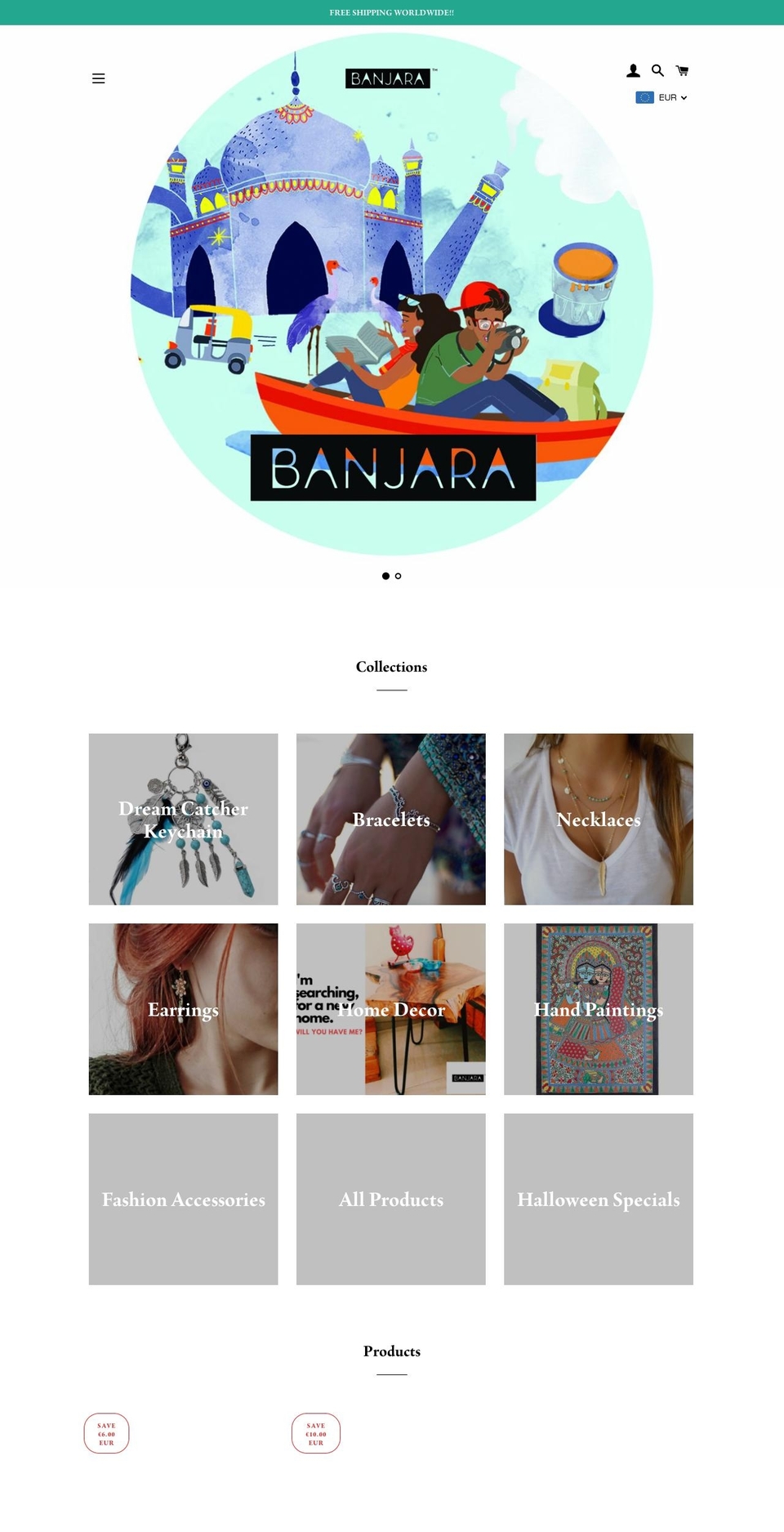 thebanjara.com shopify website screenshot