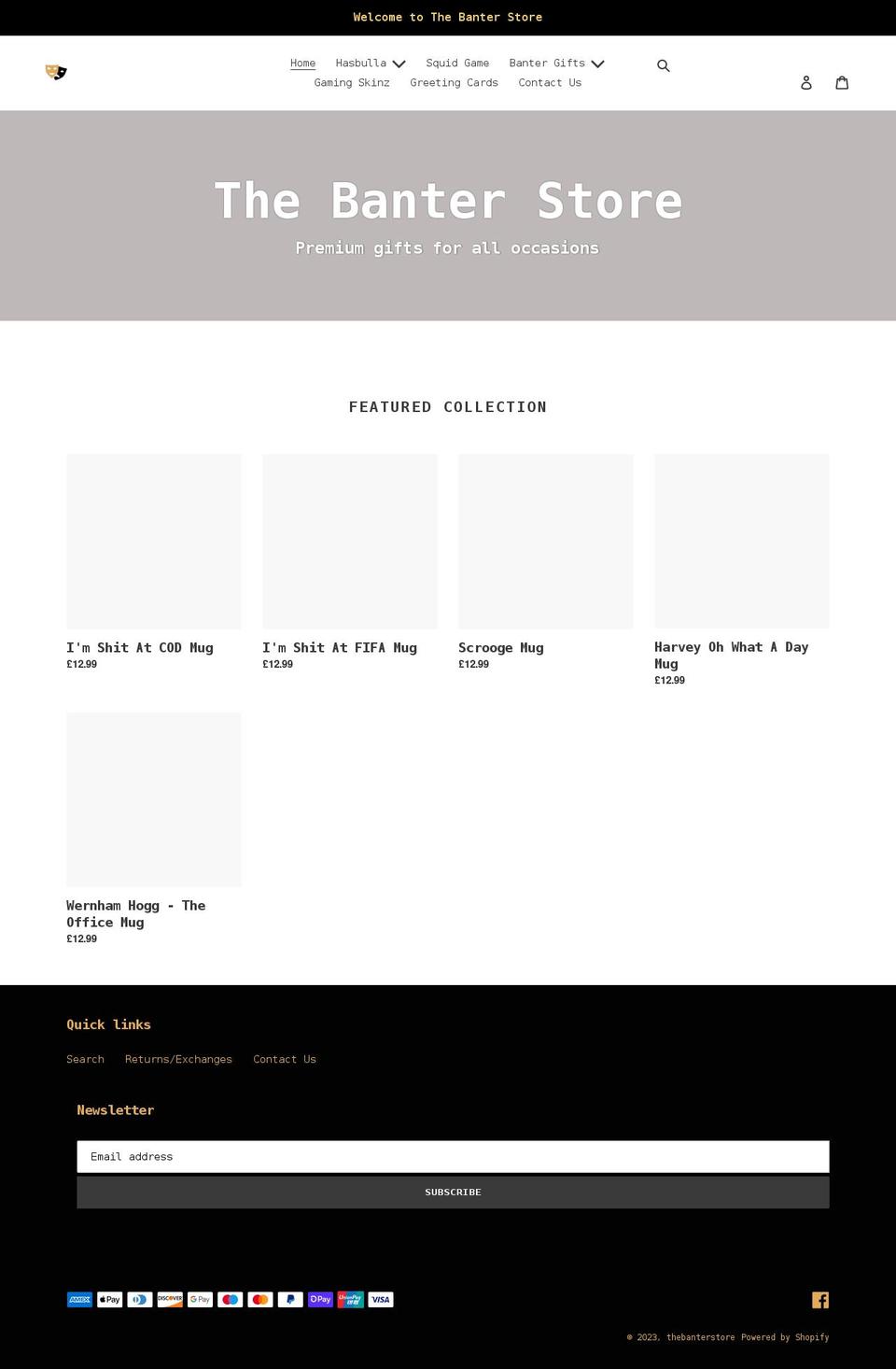 thebanterstore.com shopify website screenshot