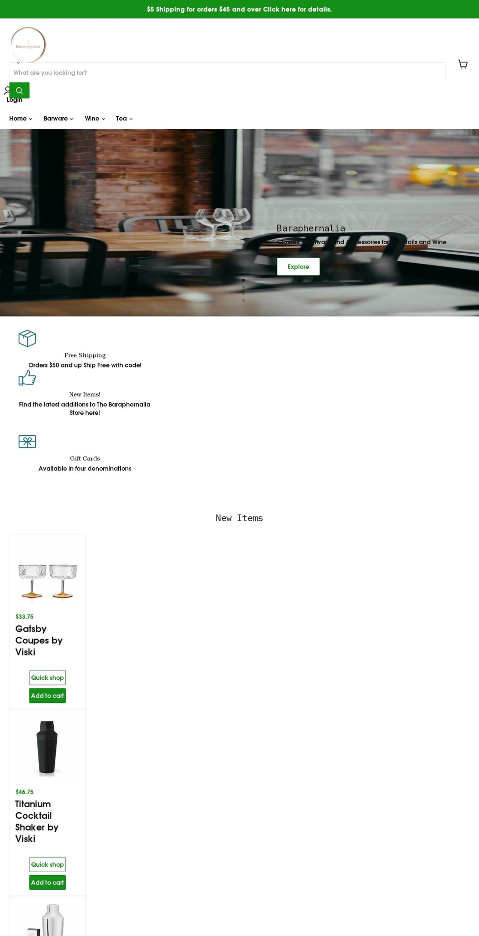 thebaraphernaliastore.com shopify website screenshot