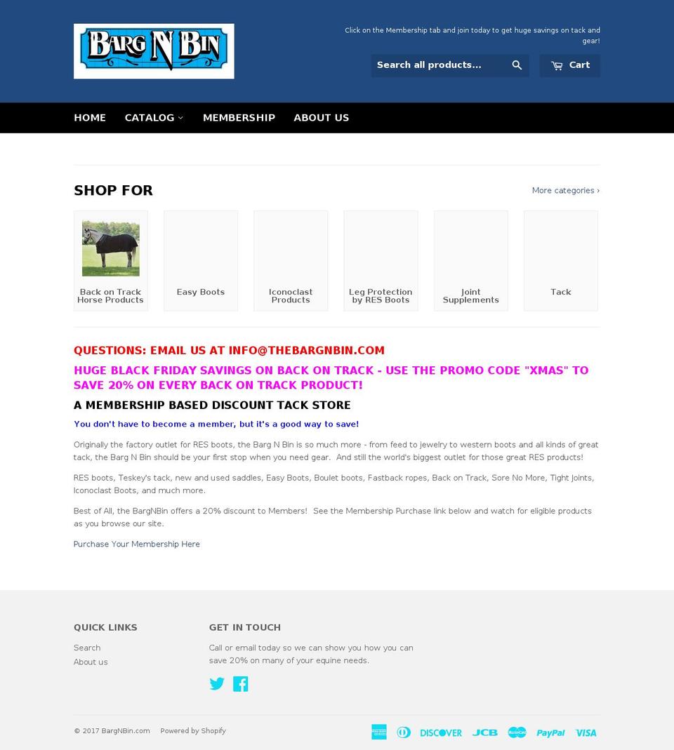 thebargnbin.com shopify website screenshot