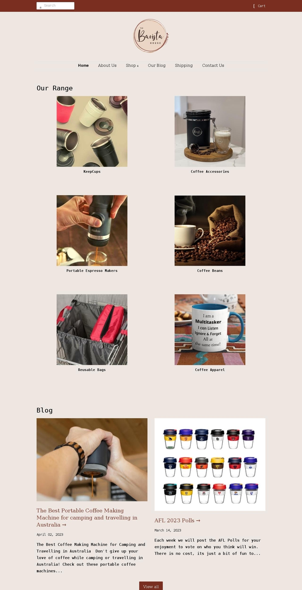 thebaristahouse.com.au shopify website screenshot