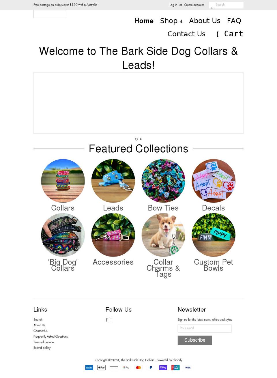 thebarksidedogcollars.com.au shopify website screenshot