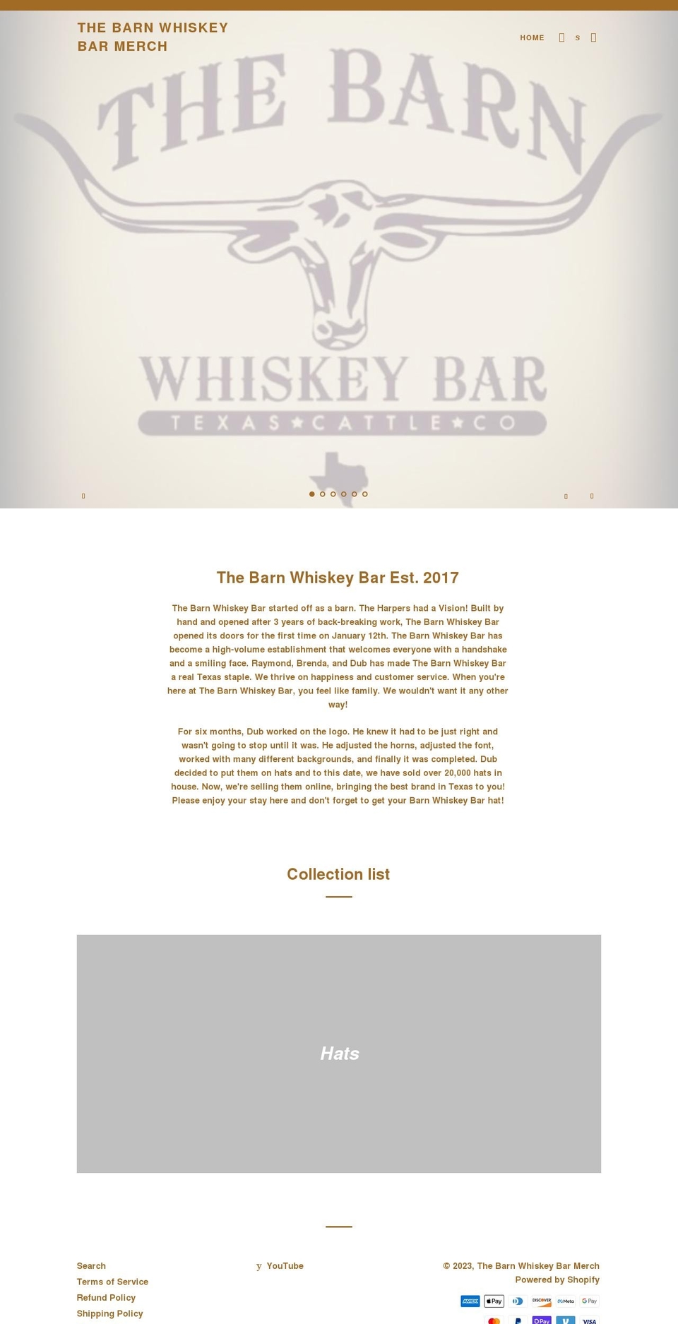 thebarnwhiskeybarmerch.com shopify website screenshot