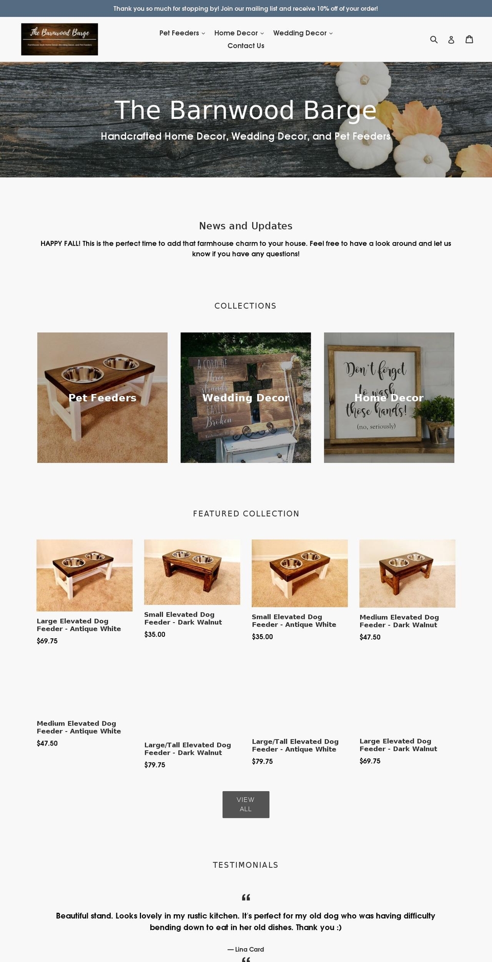 thebarnwoodbarge.com — Shopify storefront screenshot