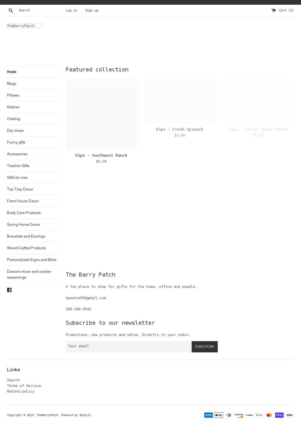 thebarrypatch.com shopify website screenshot