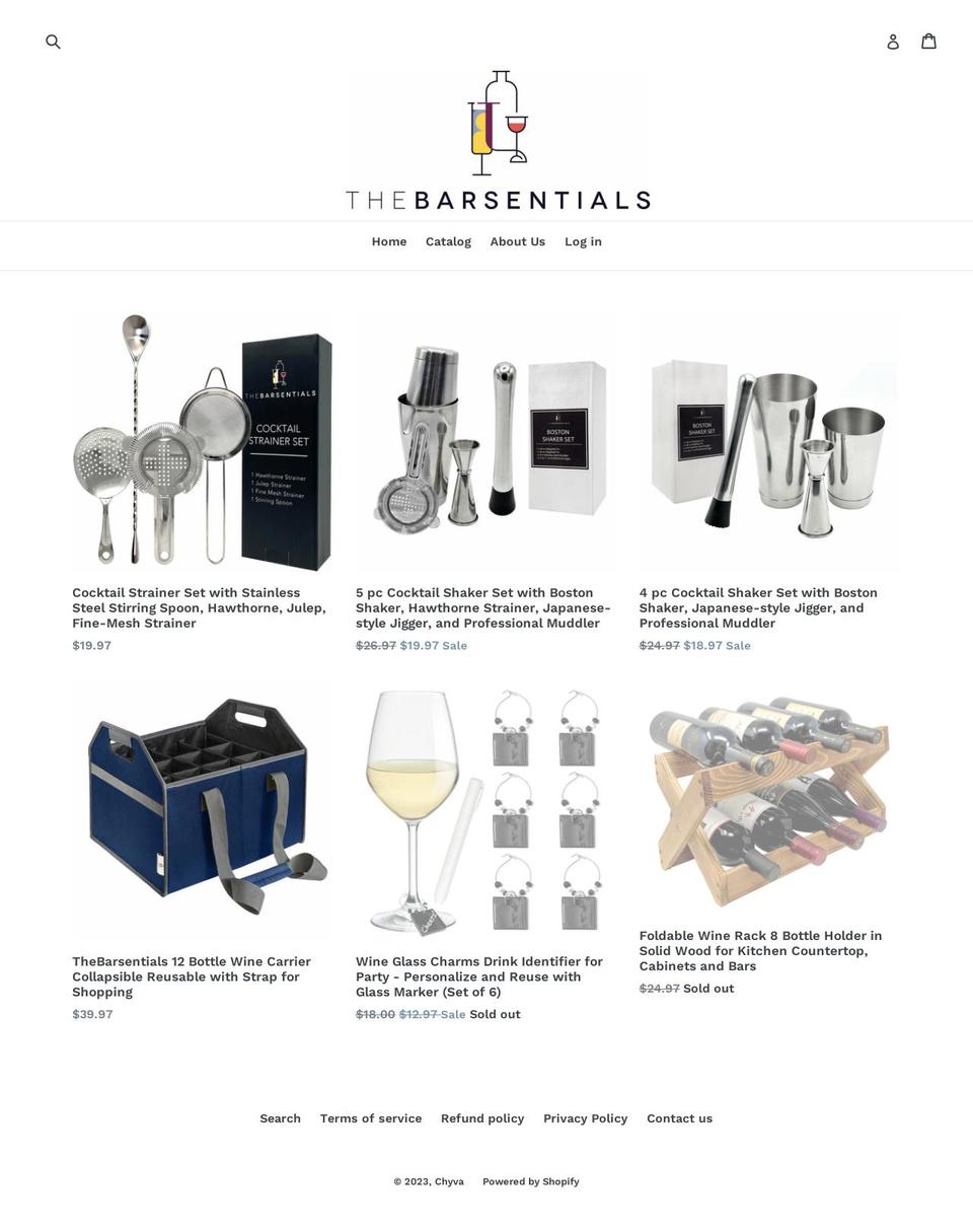 thebarsentials.com — Shopify storefront screenshot
