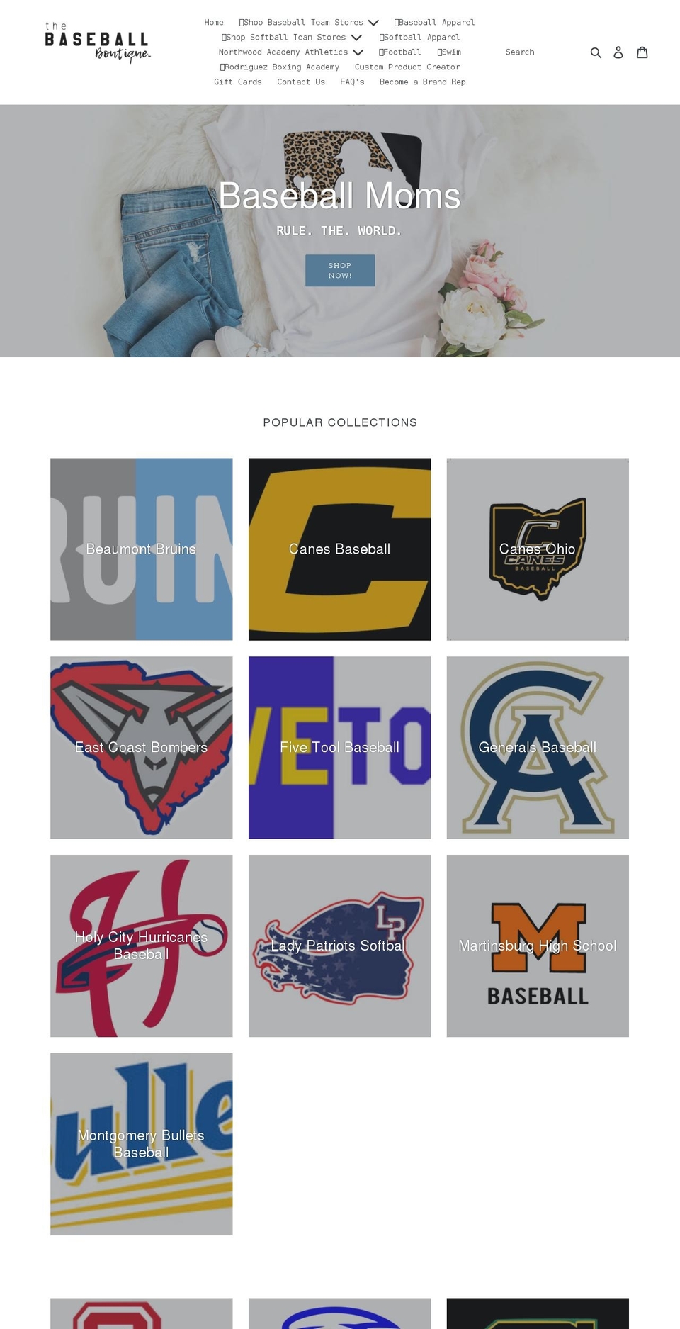 thebaseballboutique.com shopify website screenshot