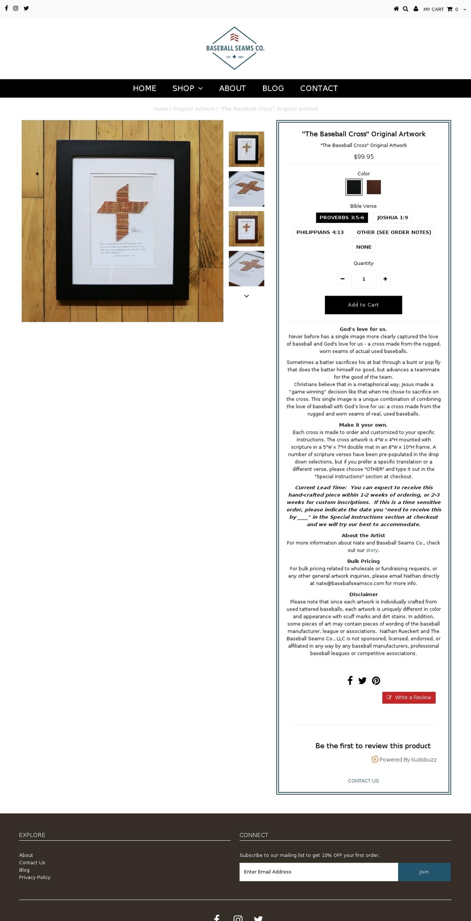thebaseballcross.com — Shopify storefront screenshot