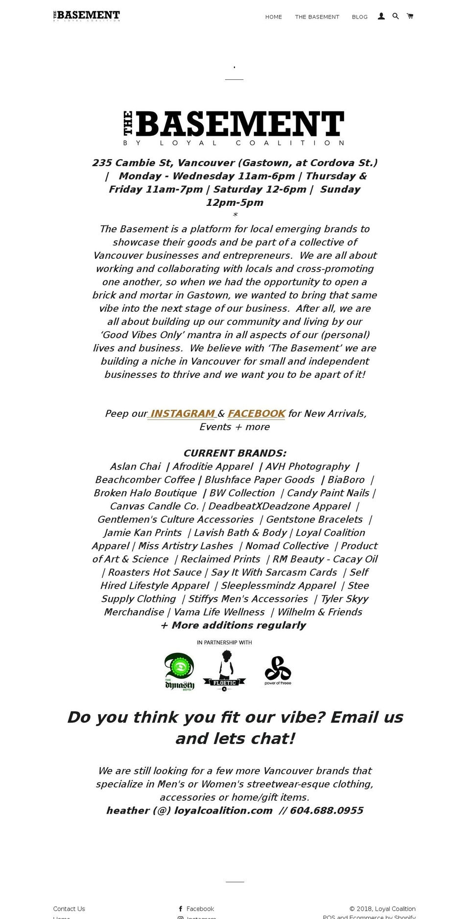 thebasementbyloyalcoalition.com shopify website screenshot