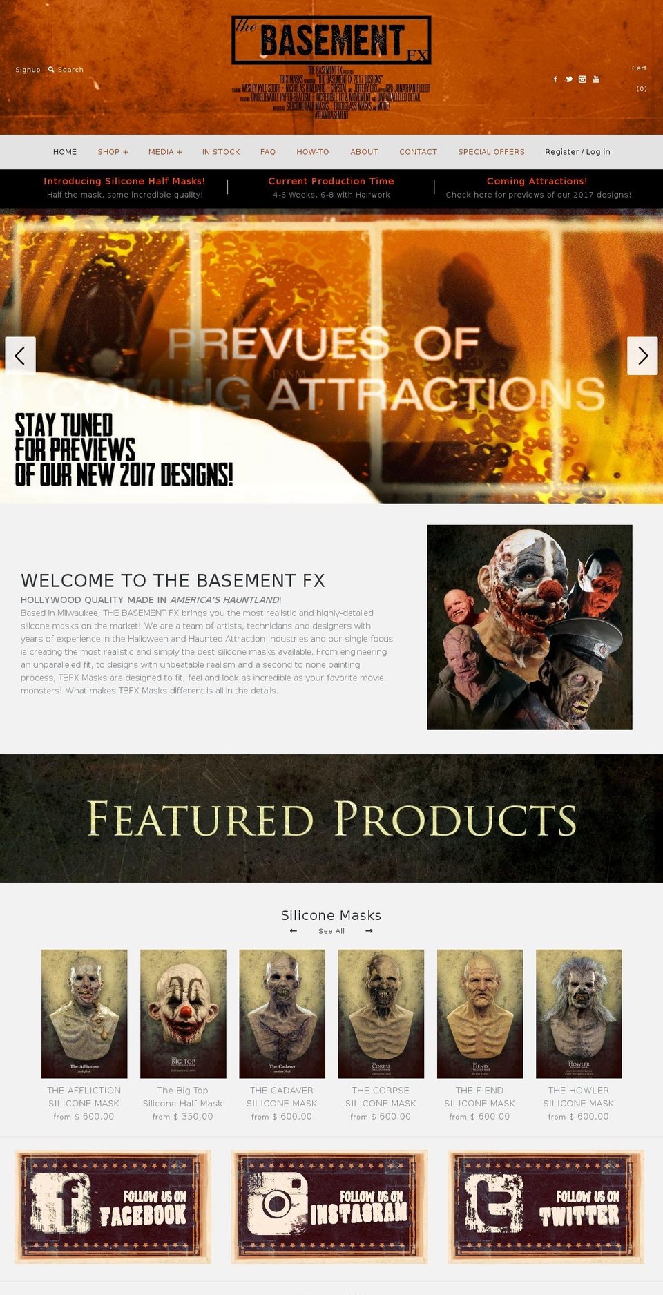 thebasementfx.com shopify website screenshot