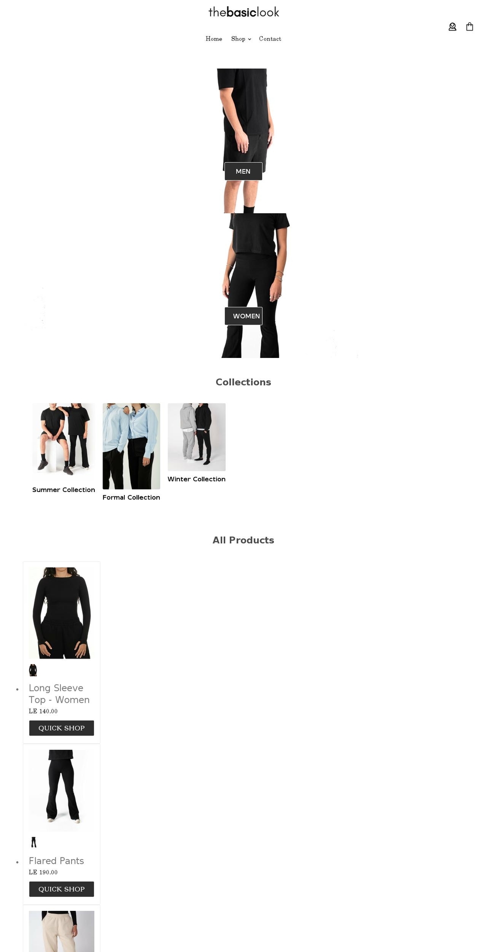 thebasiclook.com shopify website screenshot