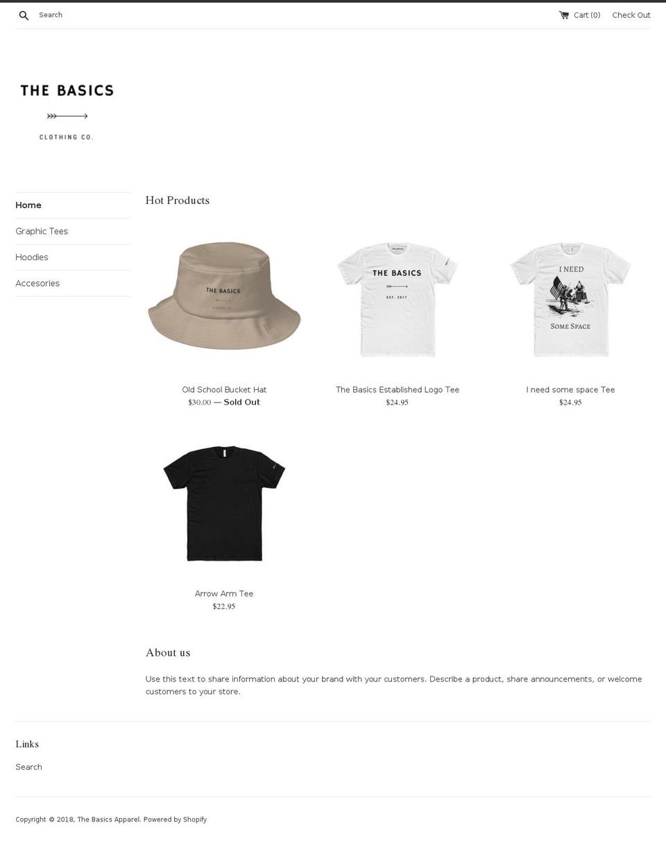 thebasicsapparel.com — Shopify storefront screenshot