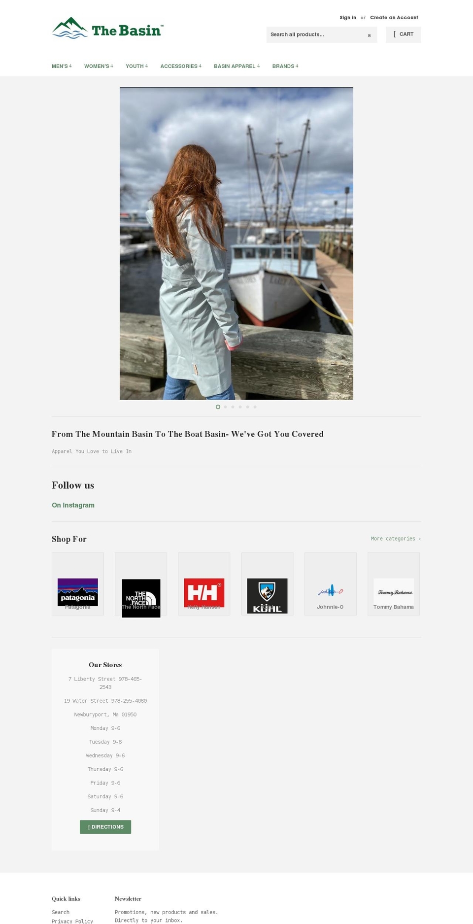 thebasinapparel.com shopify website screenshot