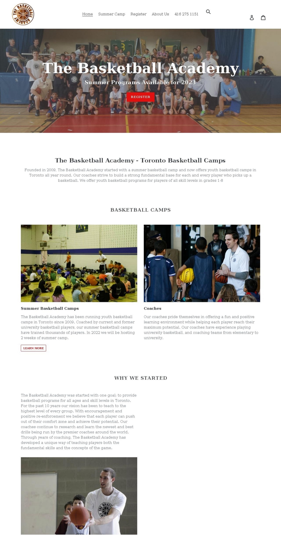 thebasketballacademy.ca shopify website screenshot