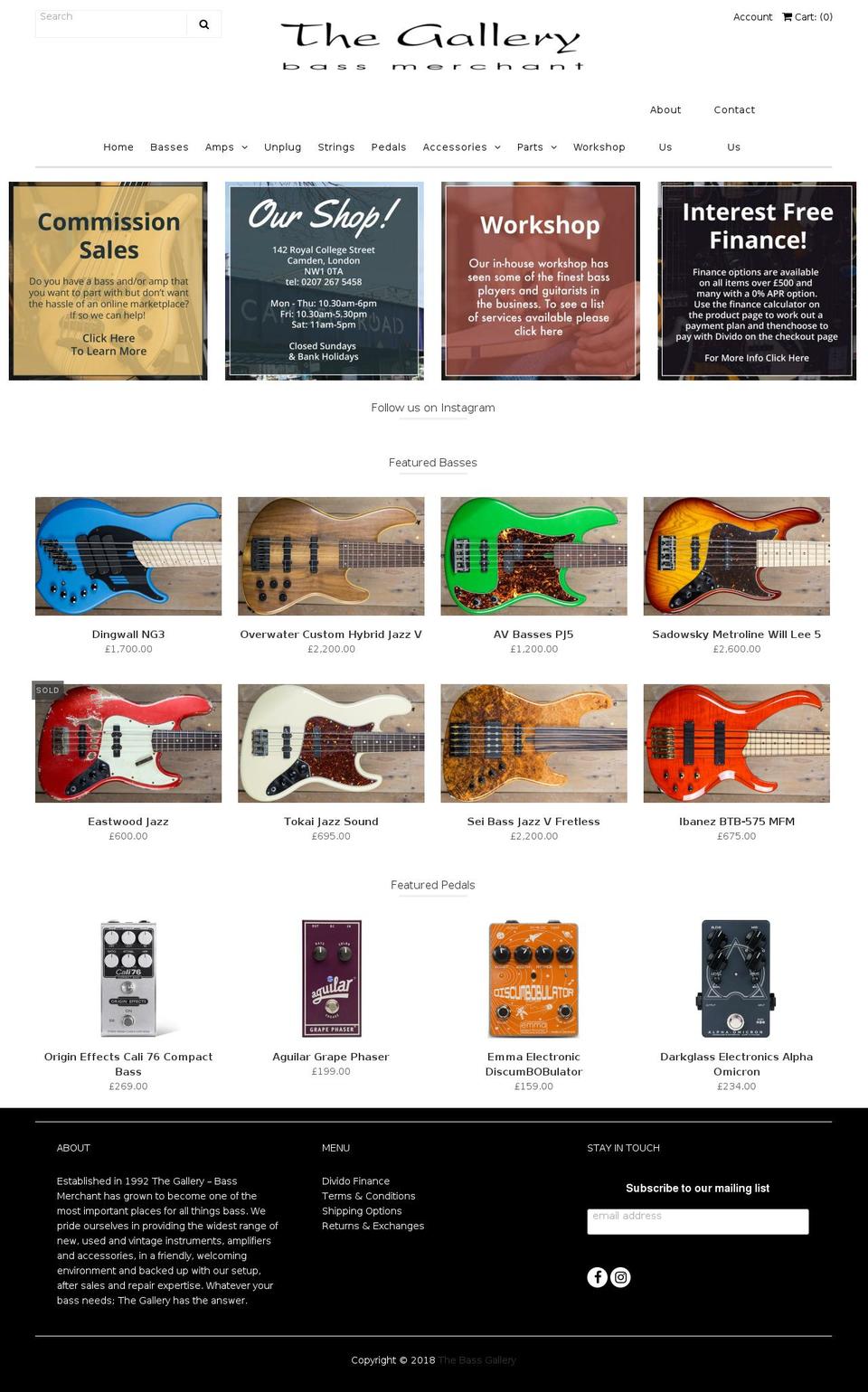 thebassgallery.com — Shopify storefront screenshot