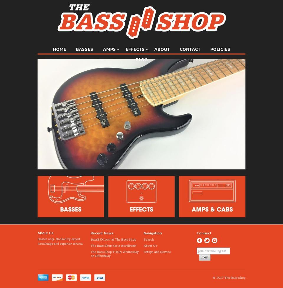 thebassshop.net shopify website screenshot