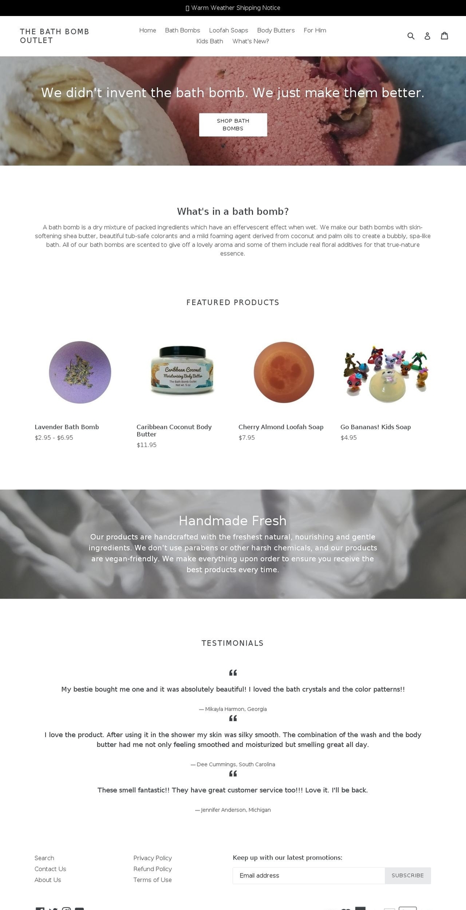 TBBO (Debut Theme) Shopify theme site example thebathbomboutlet.com