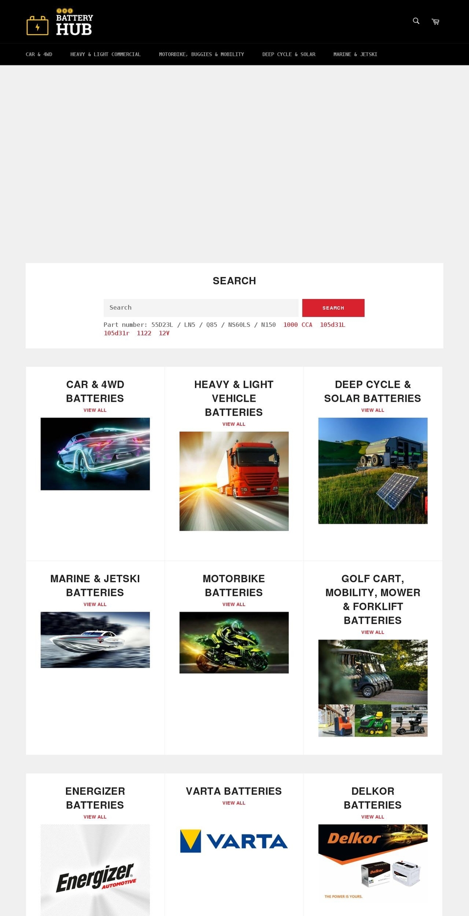 thebatteryhub.com.au shopify website screenshot