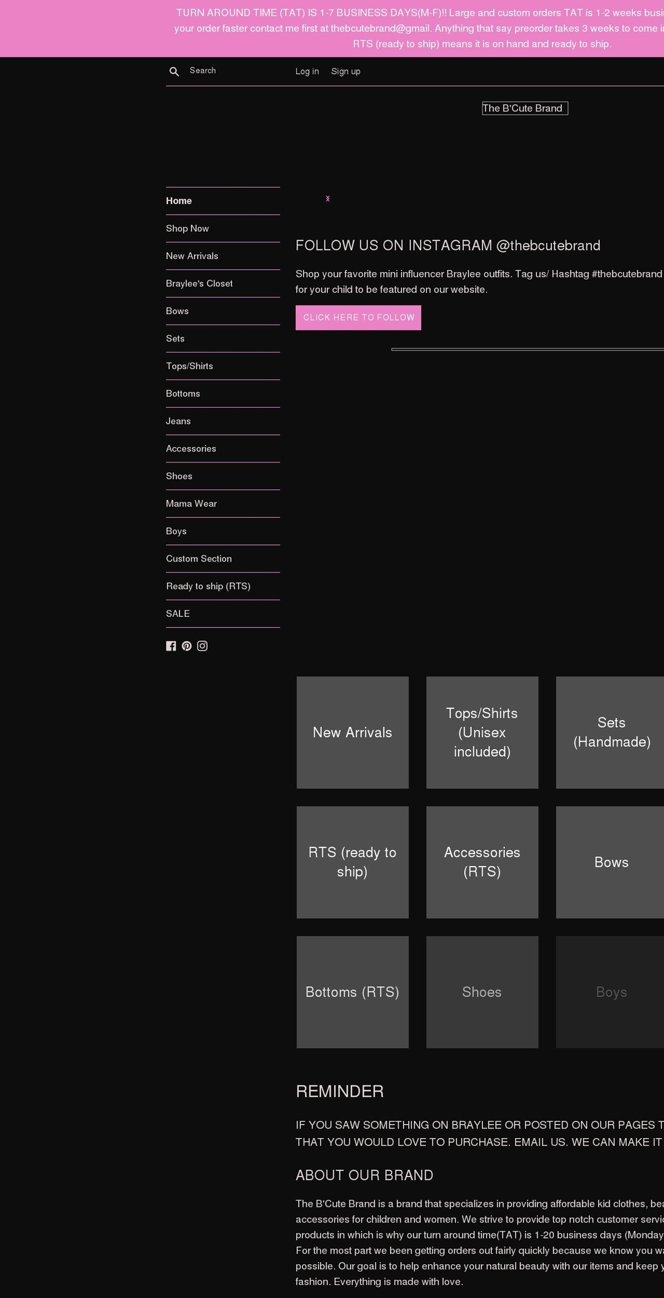 thebcutebrand.com shopify website screenshot