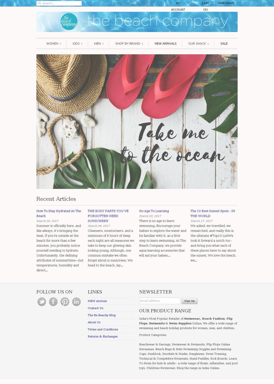 Icon Shopify theme site example thebeachcompany.in