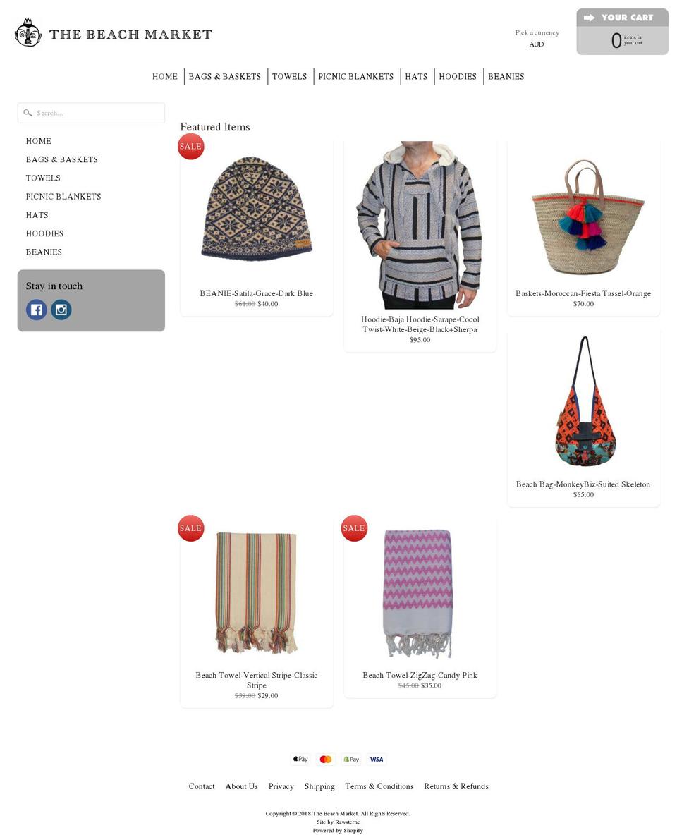 thebeachmarket.com shopify website screenshot