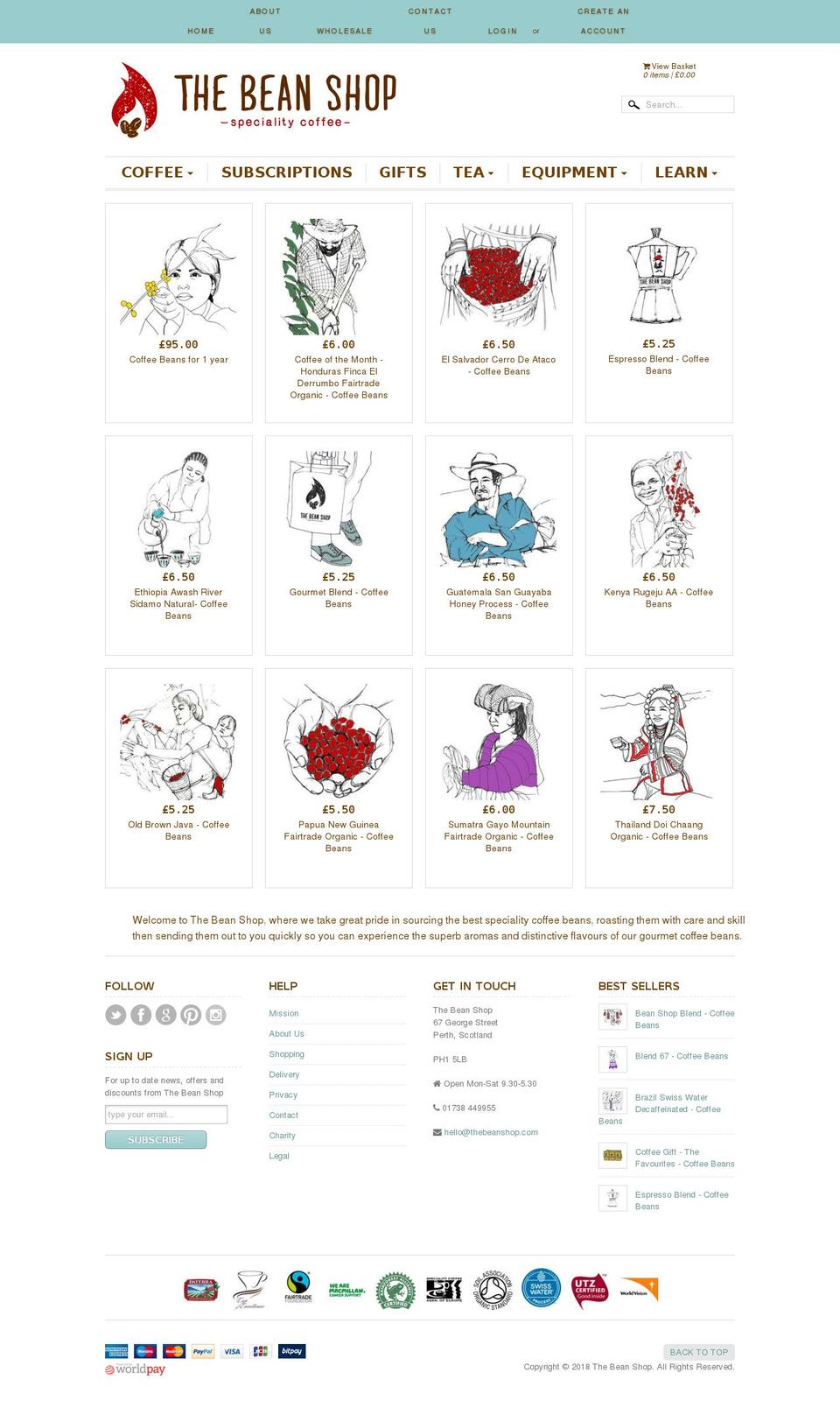 thebeanshop.com — Shopify storefront screenshot