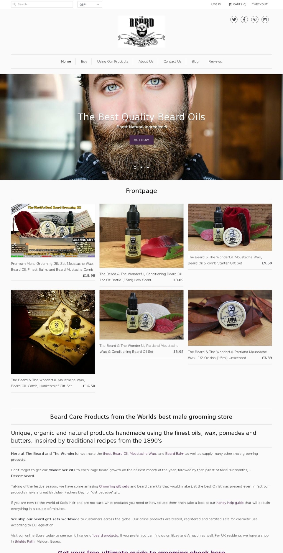 Spectre Shopify theme site example thebeardandthewonderful.com