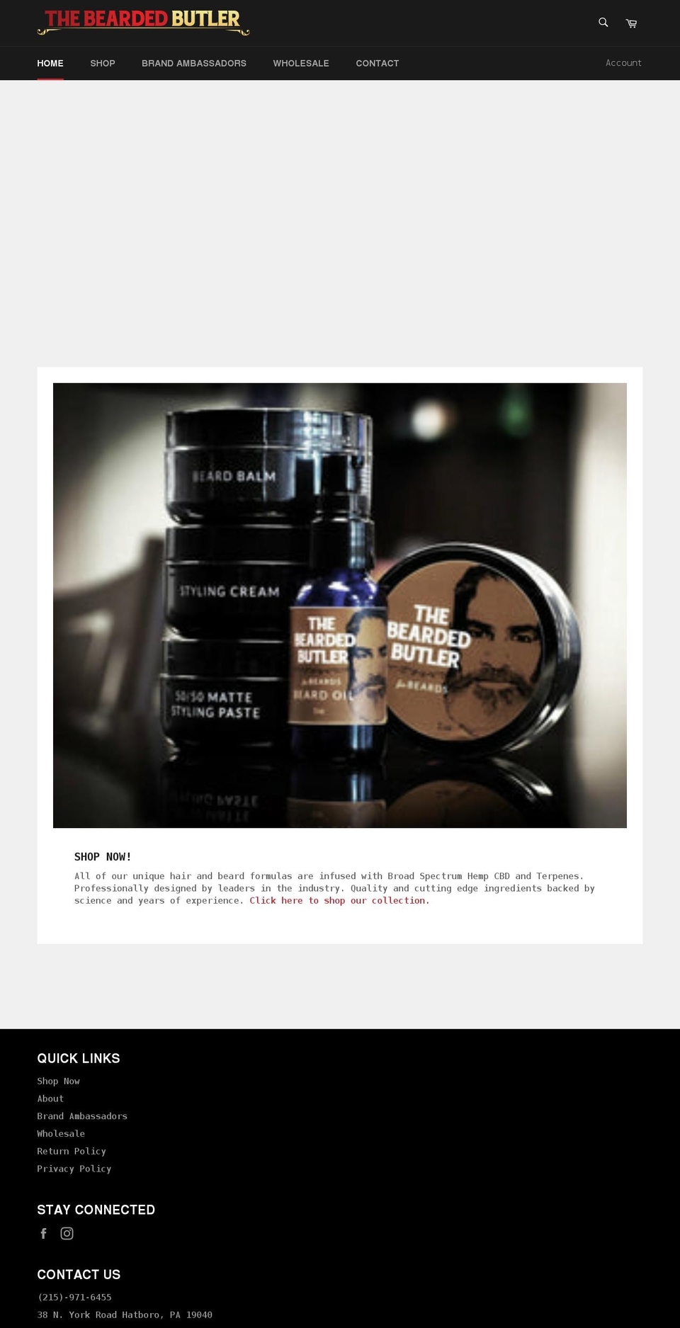 thebeardedbutler.com shopify website screenshot
