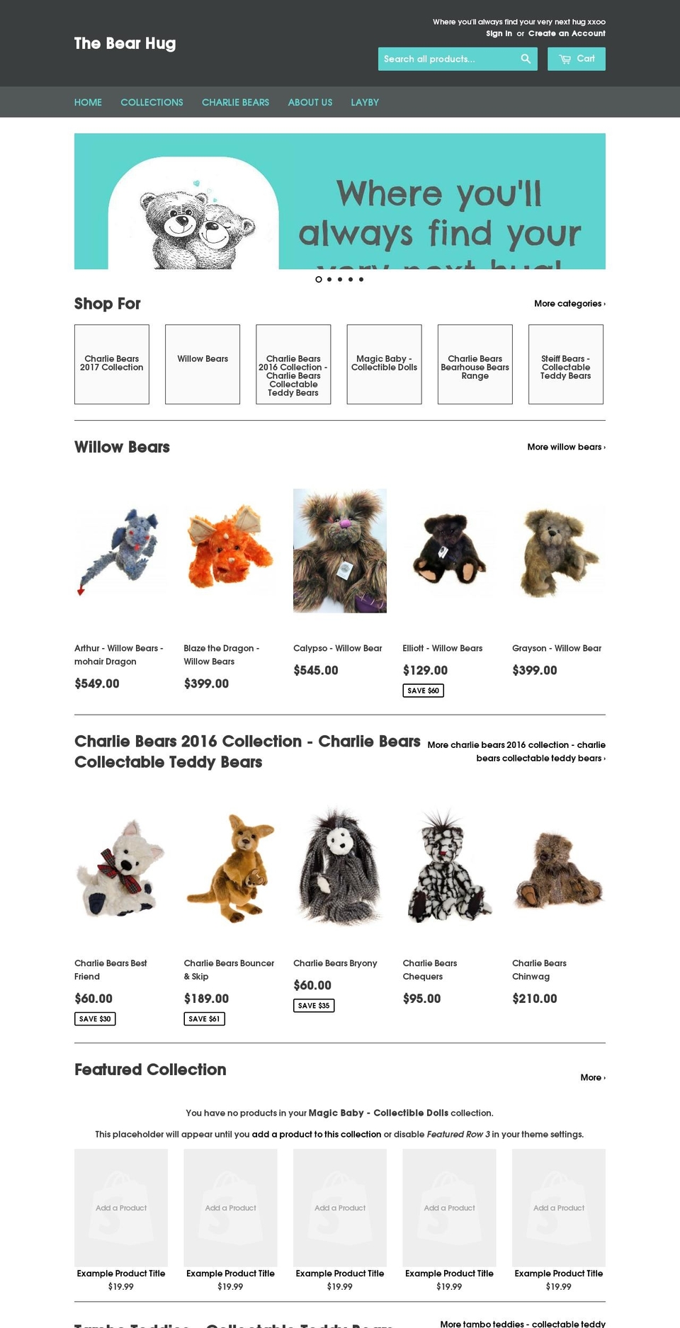 thebearhug.com.au shopify website screenshot