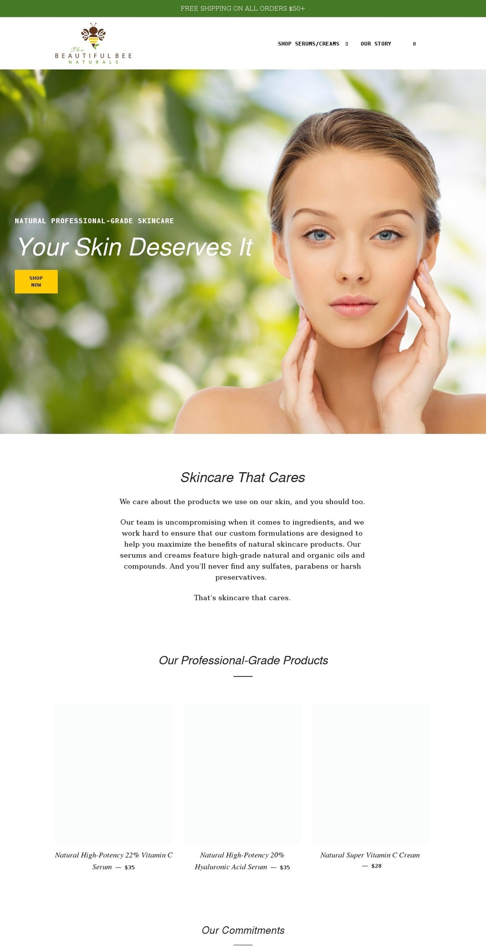 thebeautifulbeenaturals.com shopify website screenshot