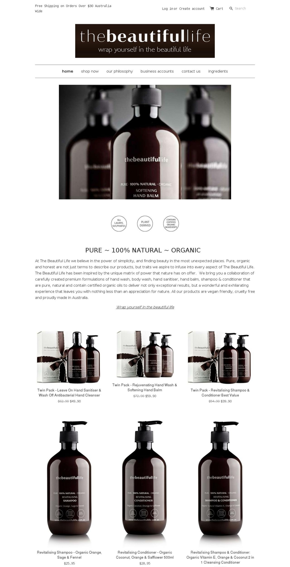 thebeautifullife.com.au shopify website screenshot