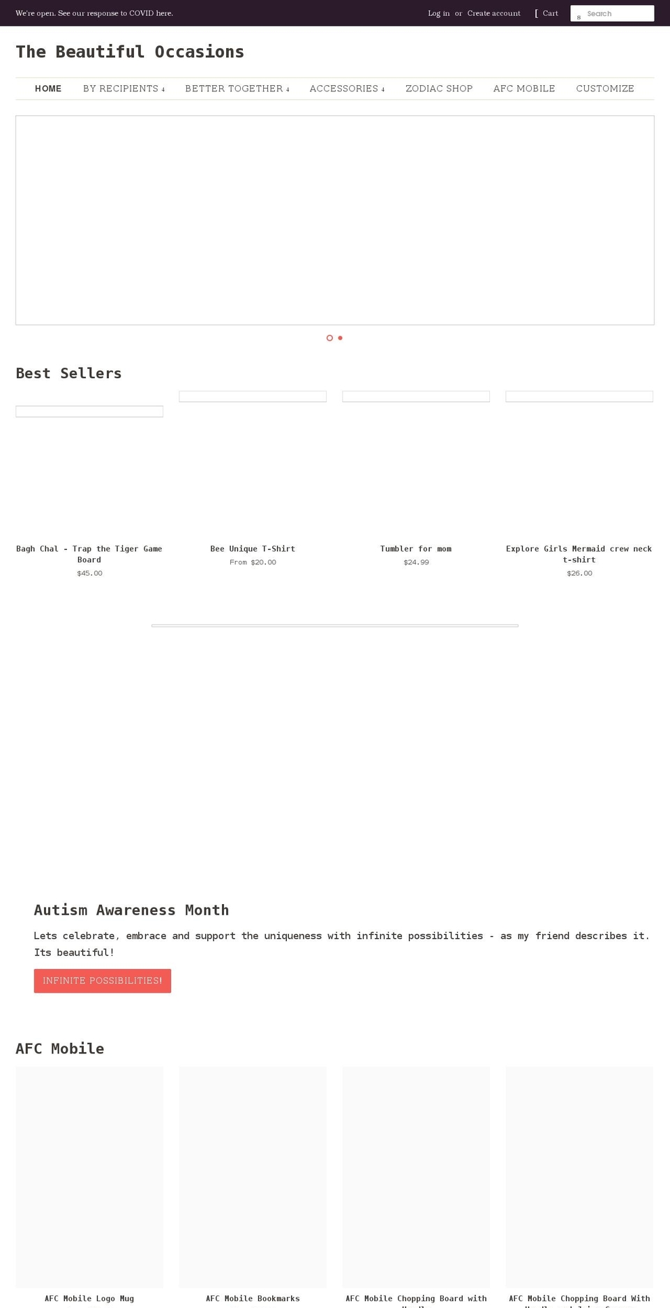 thebeautifuloccasions.com — Shopify storefront screenshot