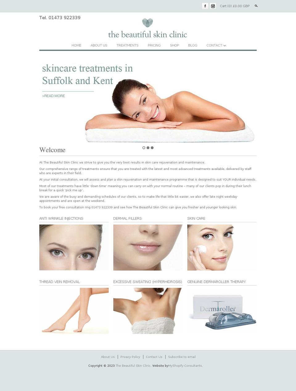 thebeautifulskinclinic.co.uk shopify website screenshot