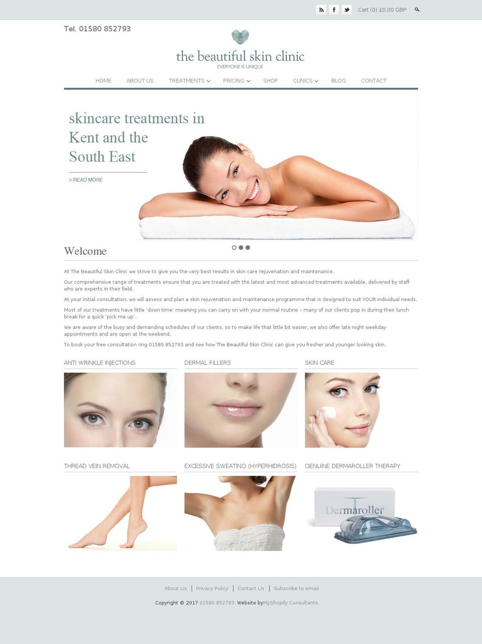 thebeautifulskinclinic.com shopify website screenshot