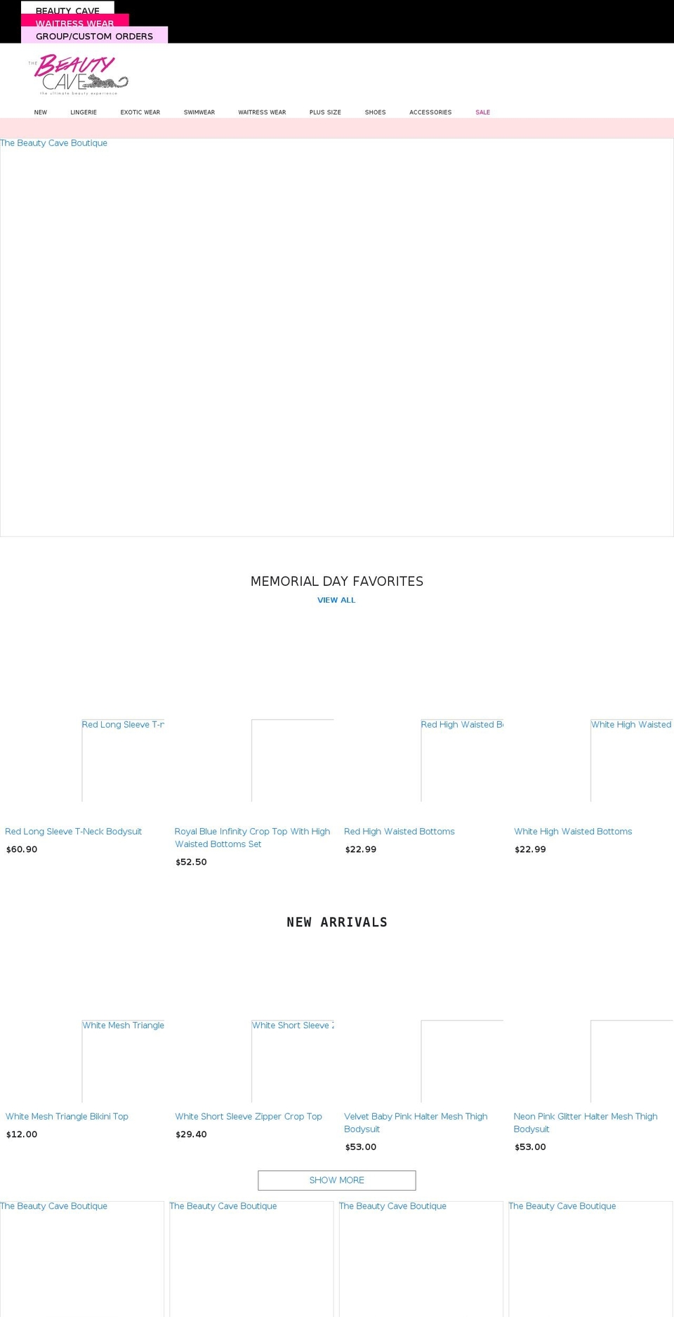 thebeautycaveboutique.com — Shopify storefront screenshot