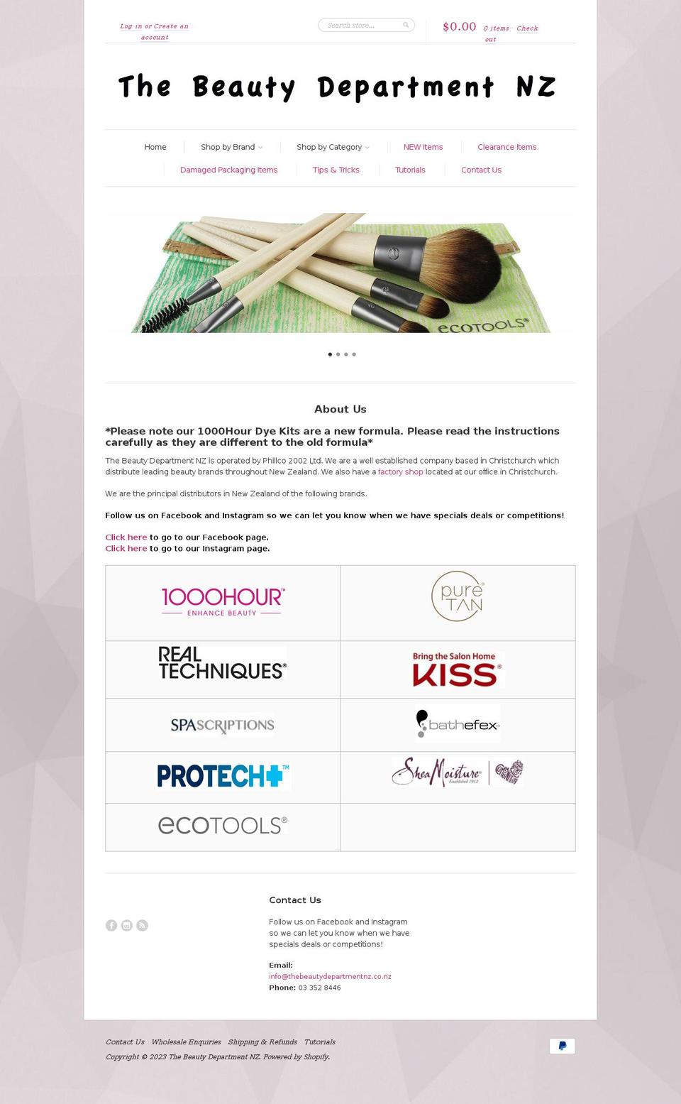 thebeautydepartmentnz.co.nz shopify website screenshot