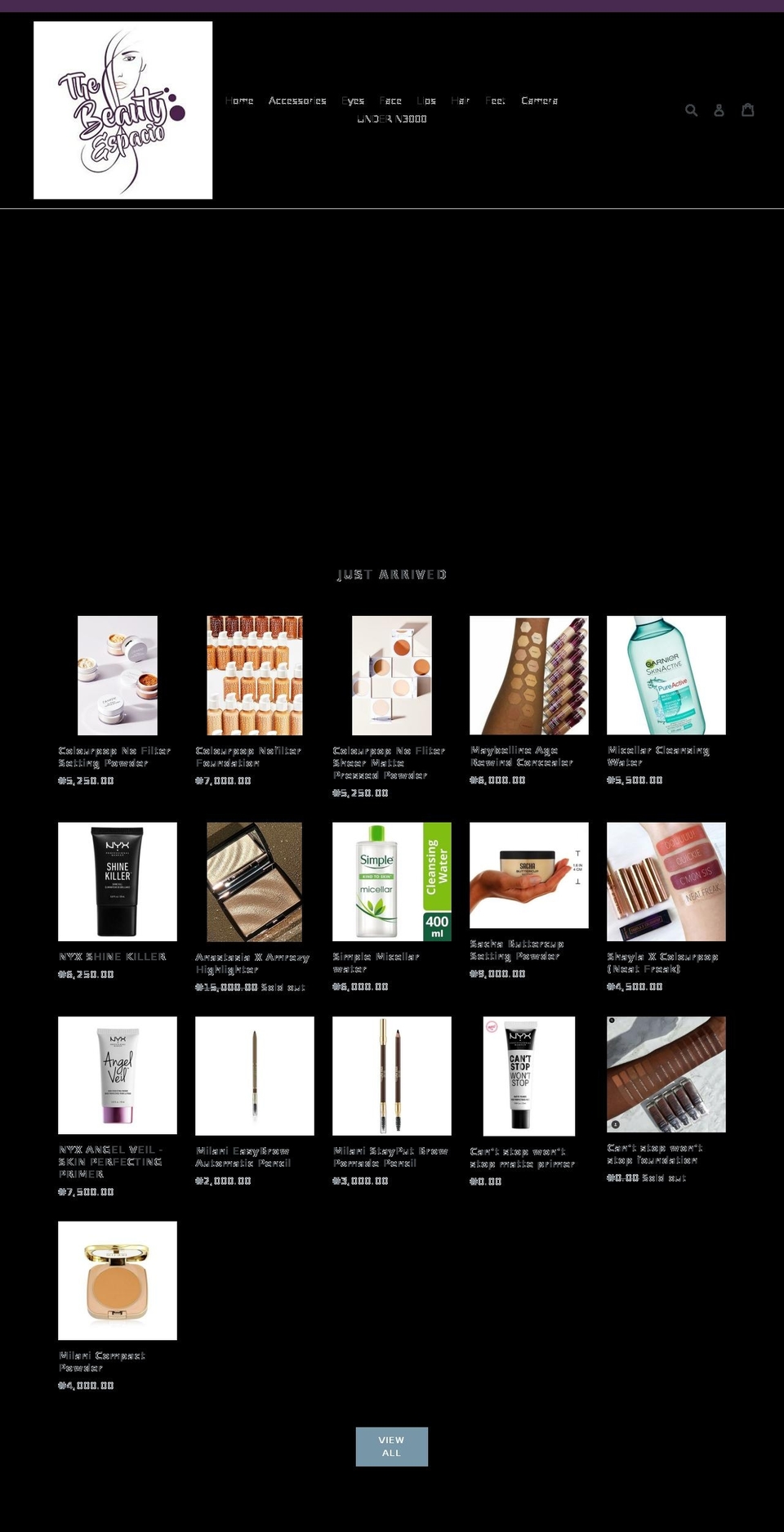 thebeautyespacio.com — Shopify storefront screenshot