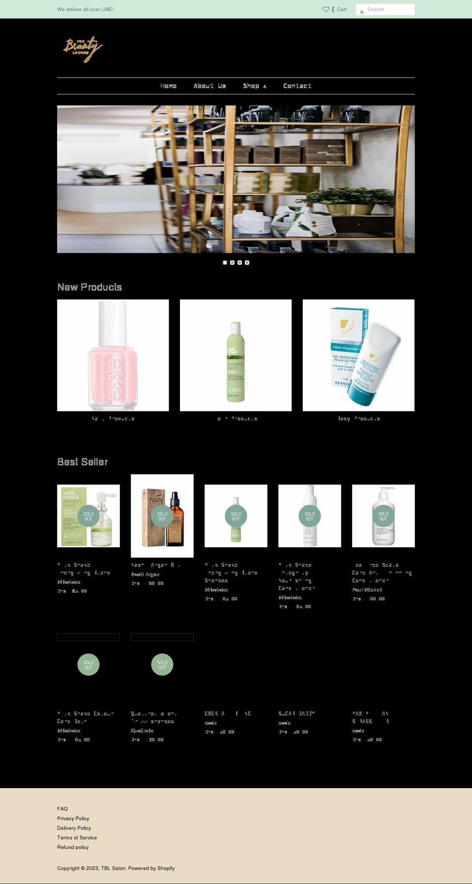 thebeautylounge.ae shopify website screenshot