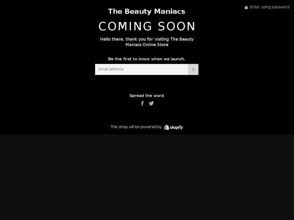 thebeautymaniacs.com — Shopify storefront screenshot