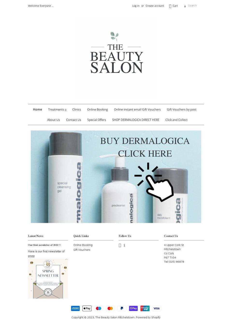 thebeautysalonmitchelstown.com shopify website screenshot