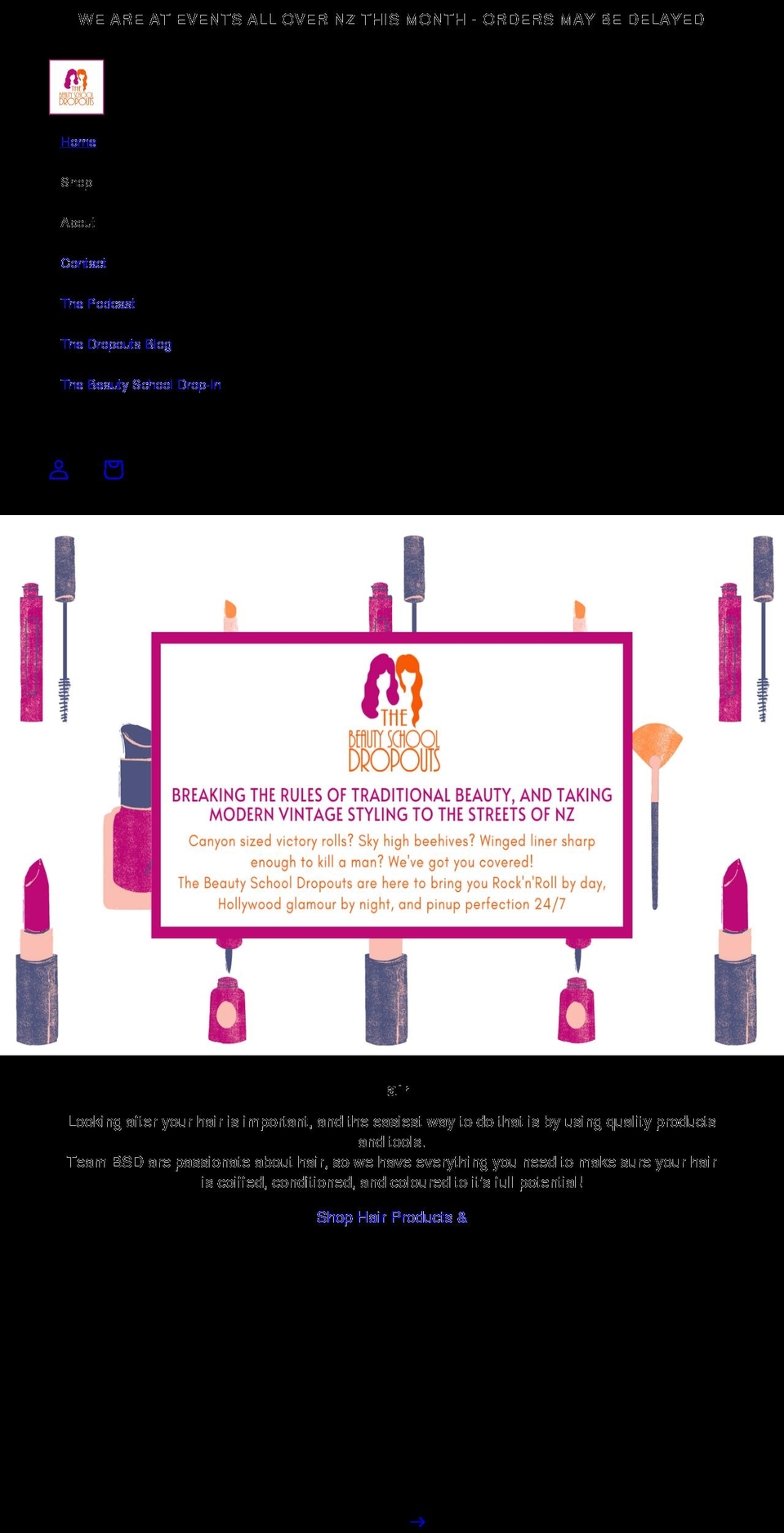 thebeautyschooldropouts.com shopify website screenshot