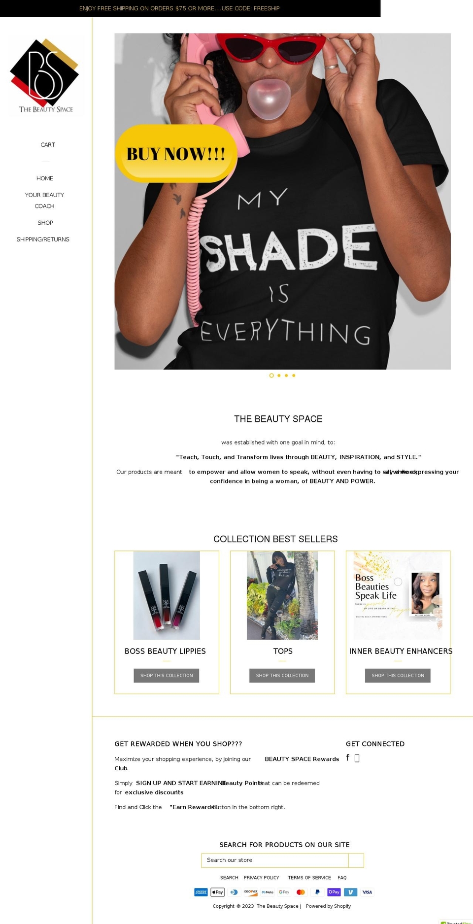 thebeautyspaceboutique.com shopify website screenshot