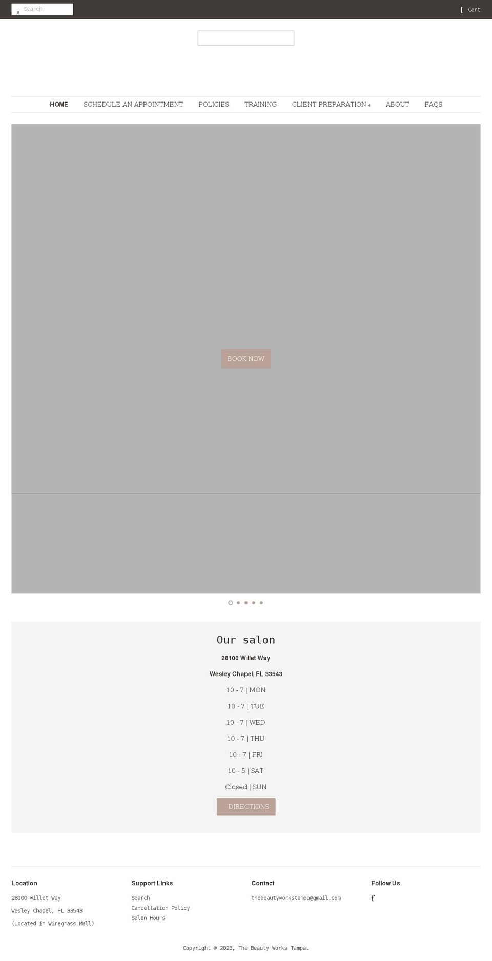 thebeautyworkstampa.com shopify website screenshot